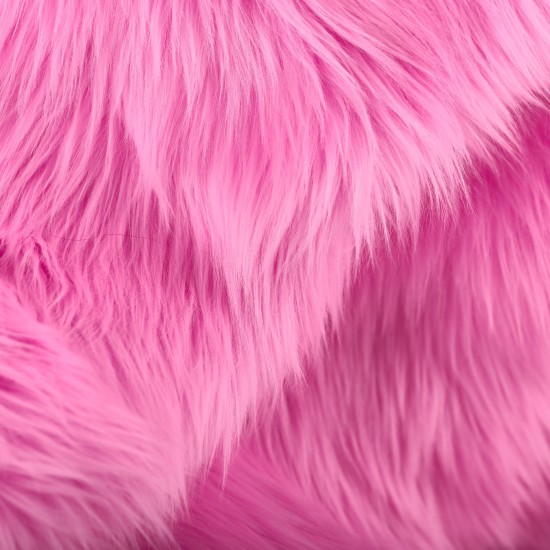 Bubblegum Pink Luxury 60mm Faux Fur Fabric Shag Pile 