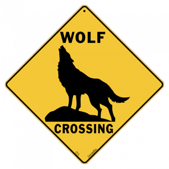Wolf Crossing Sign (Silhouette)