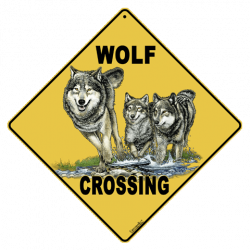 Wolf Crossing Sign