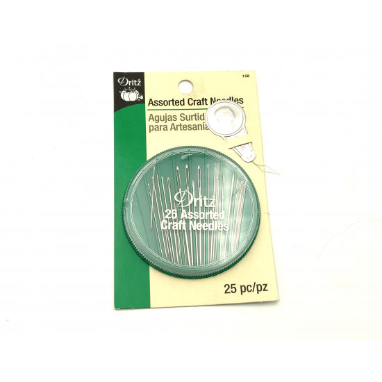 Dritz 158 Hand Needle Compact and Threader for Crafting Assorted Sizes 25-pack 