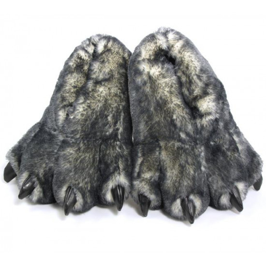 Gray Deluxe Fursuit Indoor Footpaw Slippers