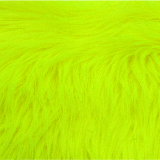Highlighter Yellow Luxury Shag Faux Fur (2in Pile)