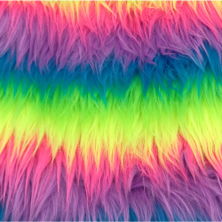 Neon Rainbow Luxury Shag Faux Fur (UV Reactive)
