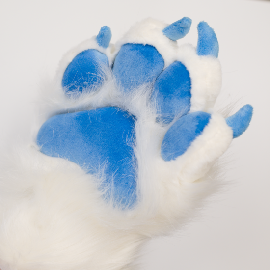White and Blue Deluxe Fursuit Handpaws