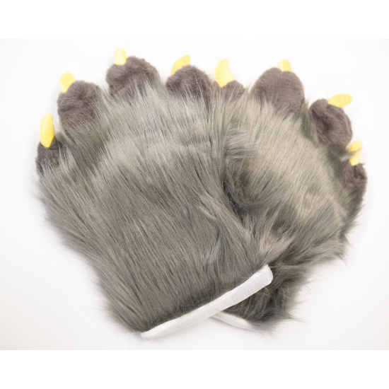 Gray and Yellow Deluxe Fursuit Handpaws