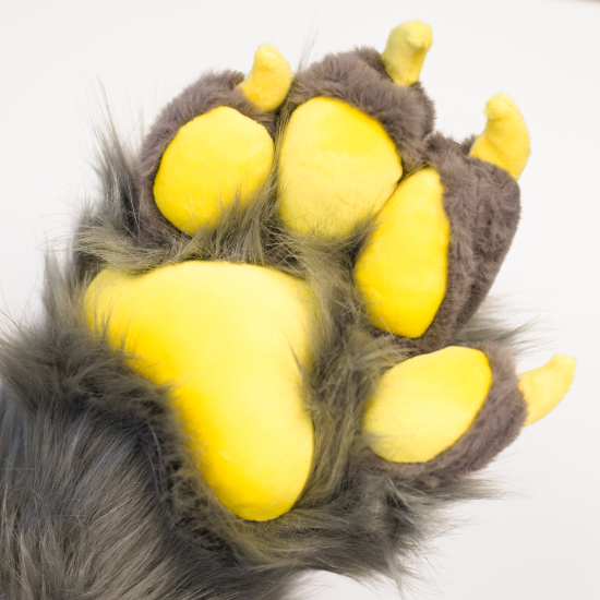 Gray and Yellow Deluxe Fursuit Handpaws