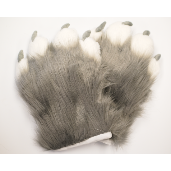 Gray, White, and Blue Deluxe Fursuit Handpaws