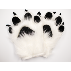 White and Black Deluxe Fursuit Handpaws
